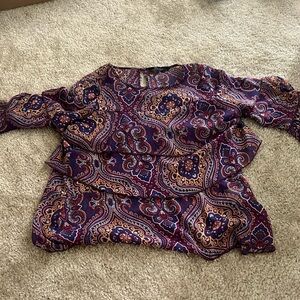 Burgundy multicoloured work half sleeved very elegant blouse